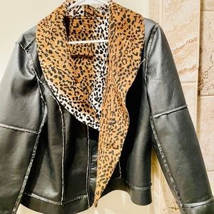 Distressed leather jacket